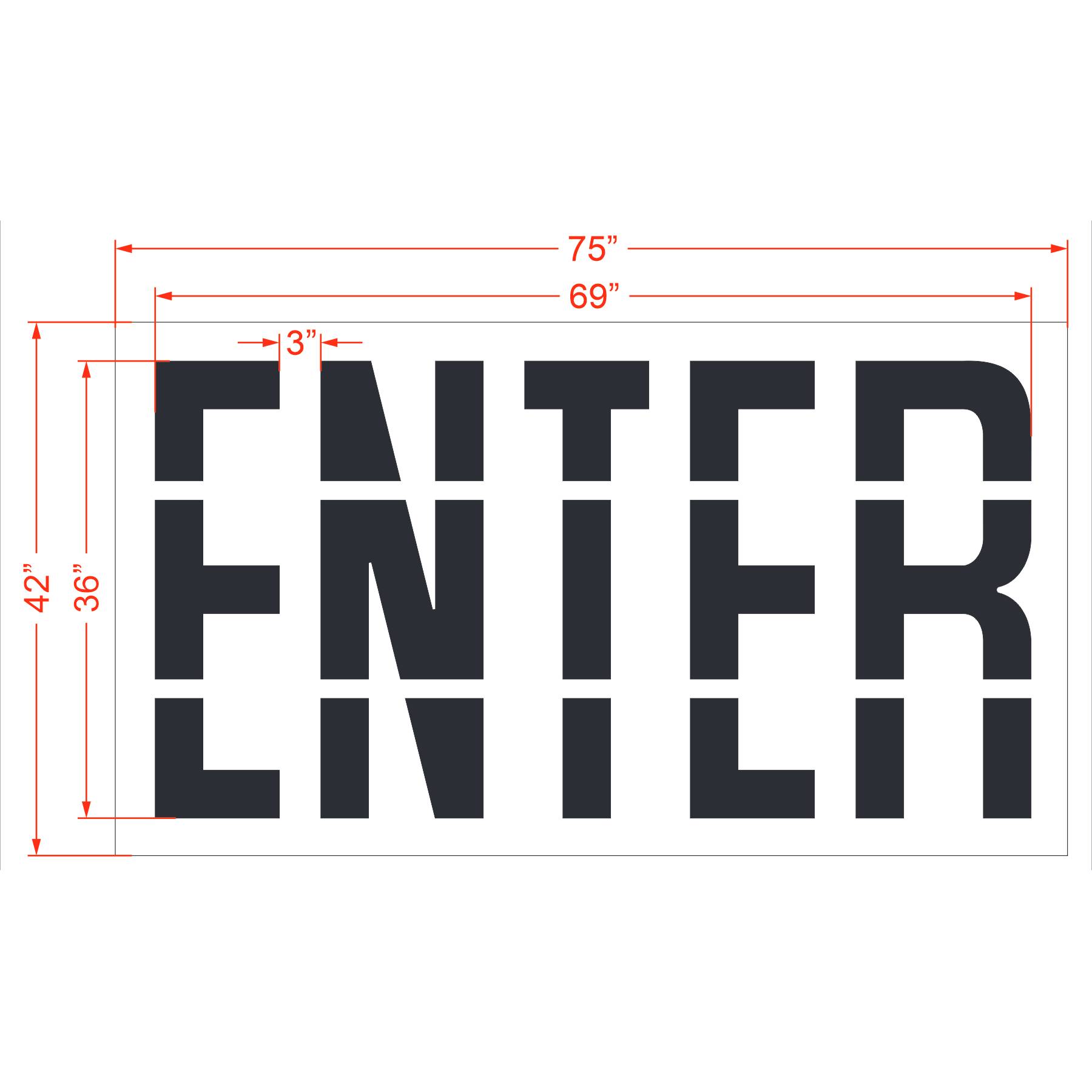 36 inch Walmart ENTER pavement marking stencil for retail parking lot entrance and traffic control striping