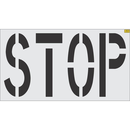 48 inch STOP pavement marking stencil for retail parking lot and commercial traffic control striping applications