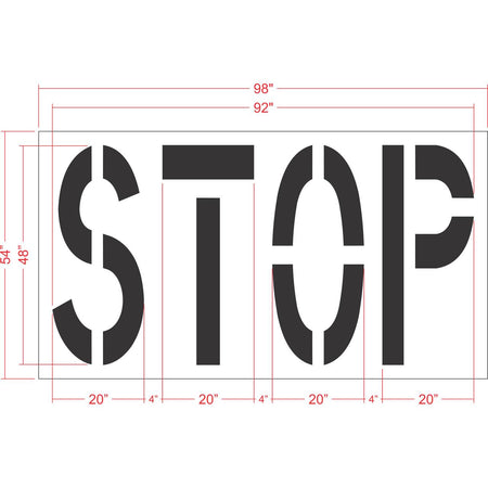48 inch STOP pavement marking stencil for retail parking lot and commercial traffic control striping applications