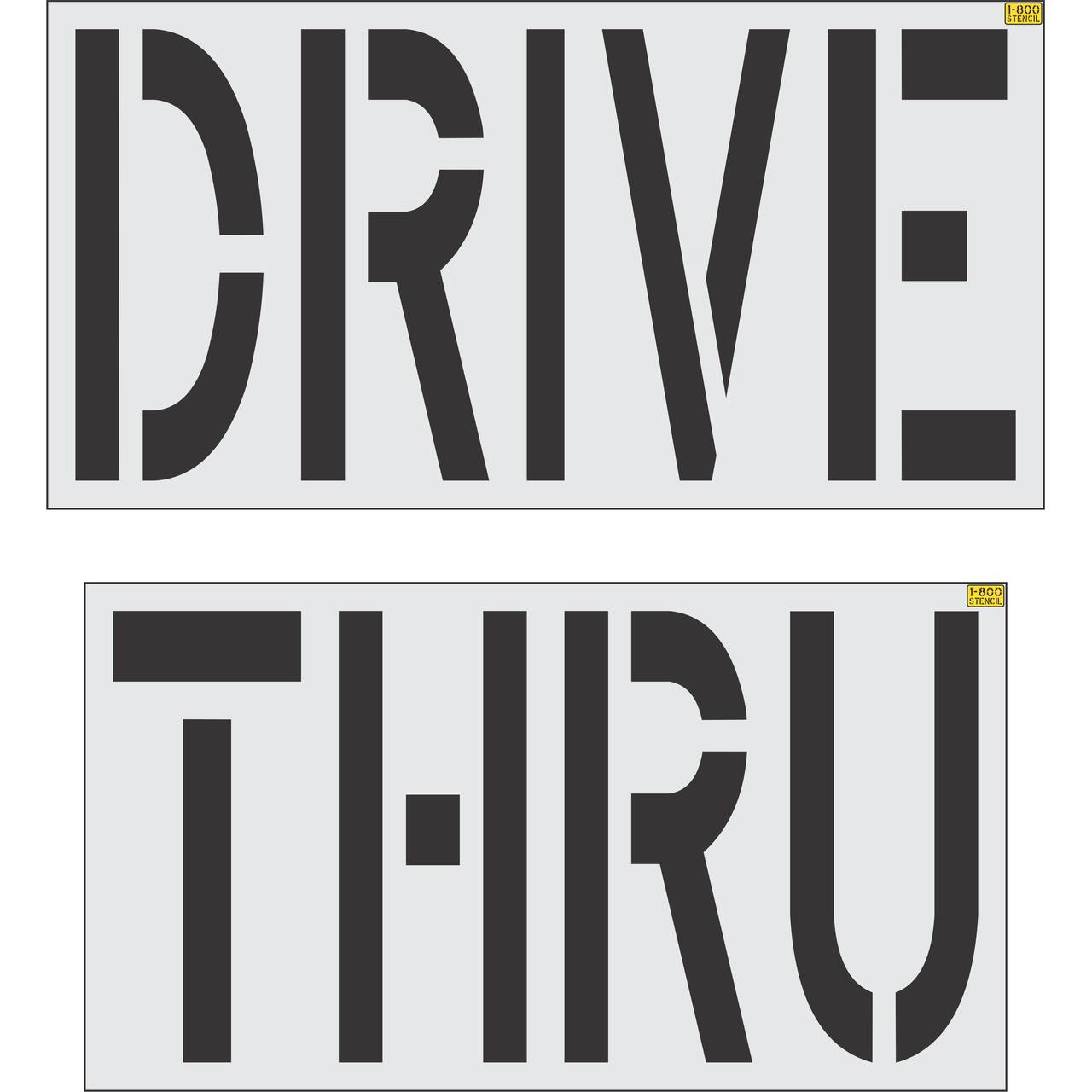 48 inch DRIVE THRU pavement marking stencil for retail and commercial parking lot drive lane striping applications