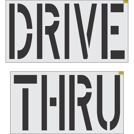 48 inch DRIVE THRU pavement marking stencil for retail and commercial parking lot drive lane striping applications