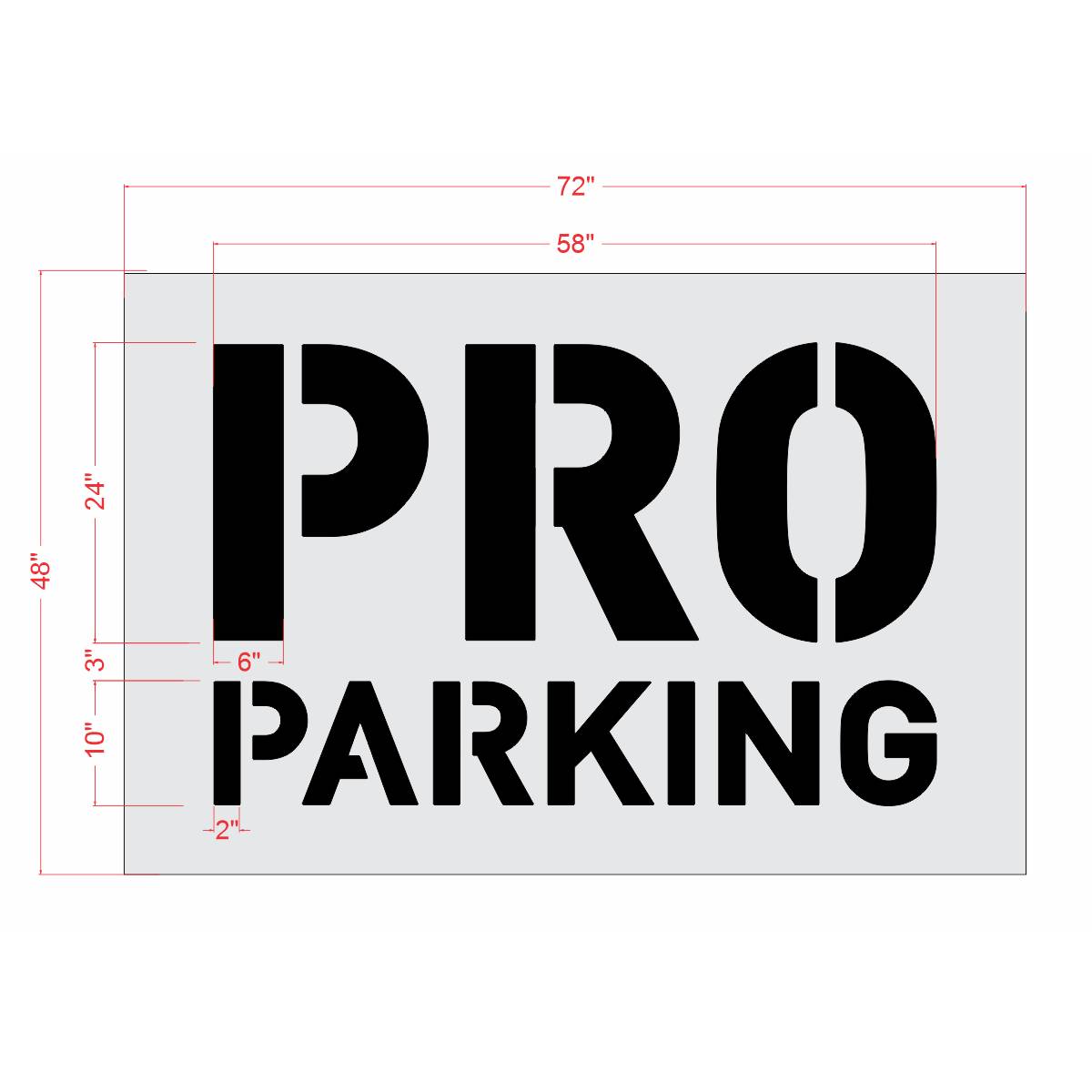 37 inch Lowe's PRO PARKING pavement marking stencil for retail and contractor parking space striping applications