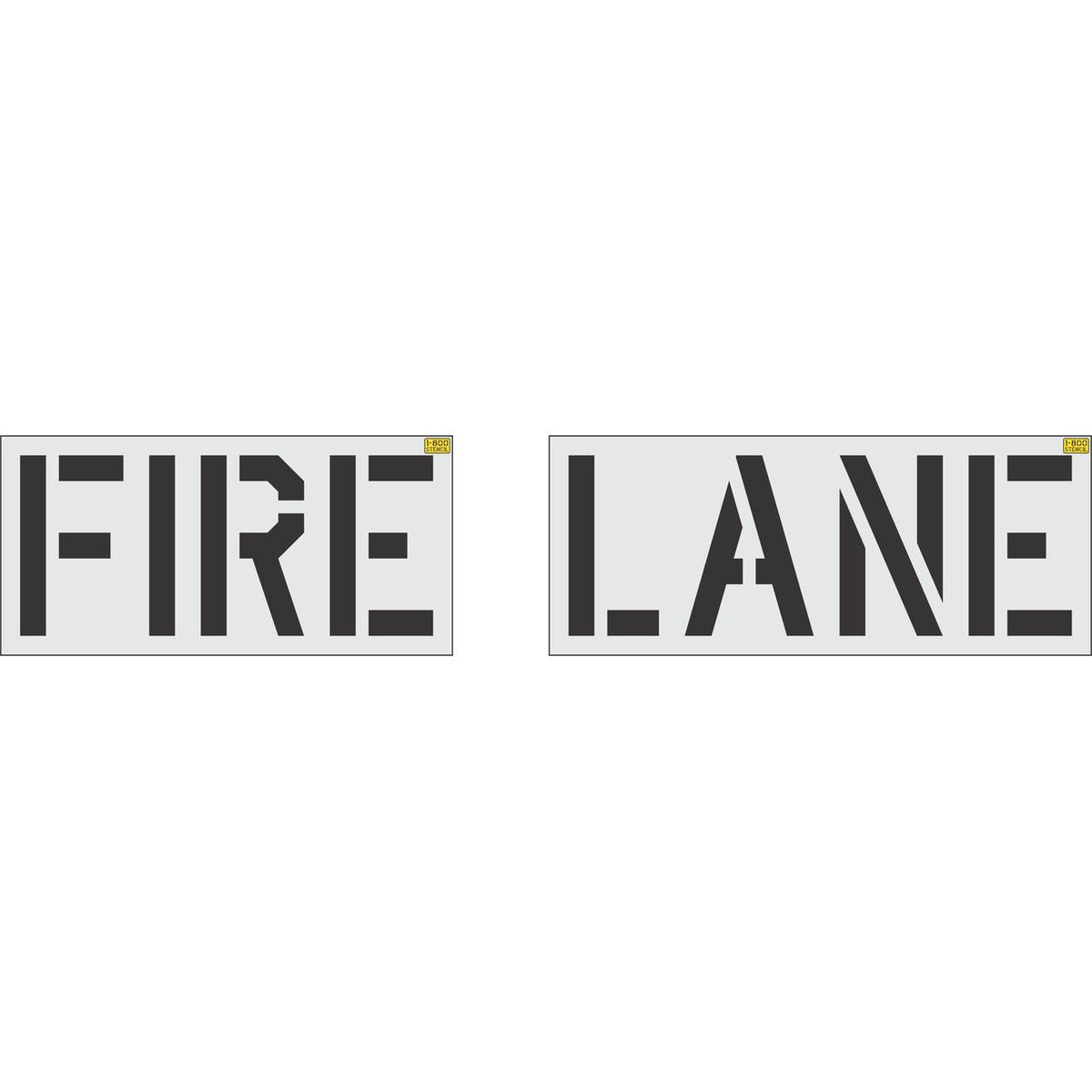 28 inch Lowe's FIRE LANE pavement marking stencil for retail parking lot and commercial fire lane striping applications