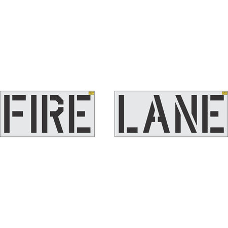 28 inch Lowe's FIRE LANE pavement marking stencil for retail parking lot and commercial fire lane striping applications