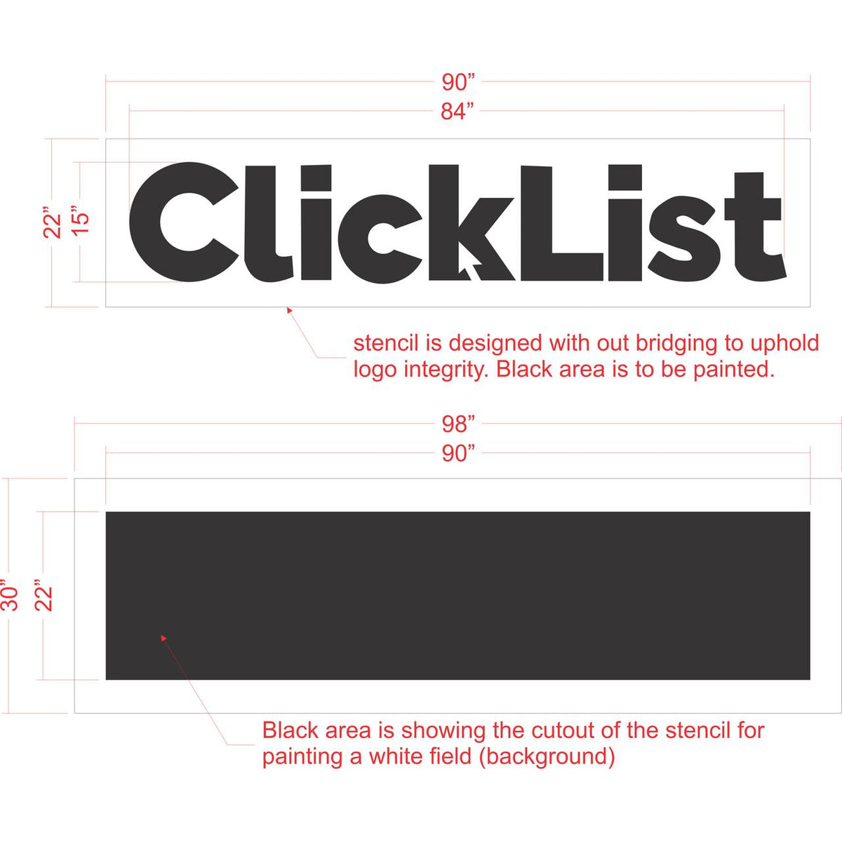 16 inch Kroger ClickList logo pavement marking stencil for grocery curbside pickup and retail parking lot striping applications