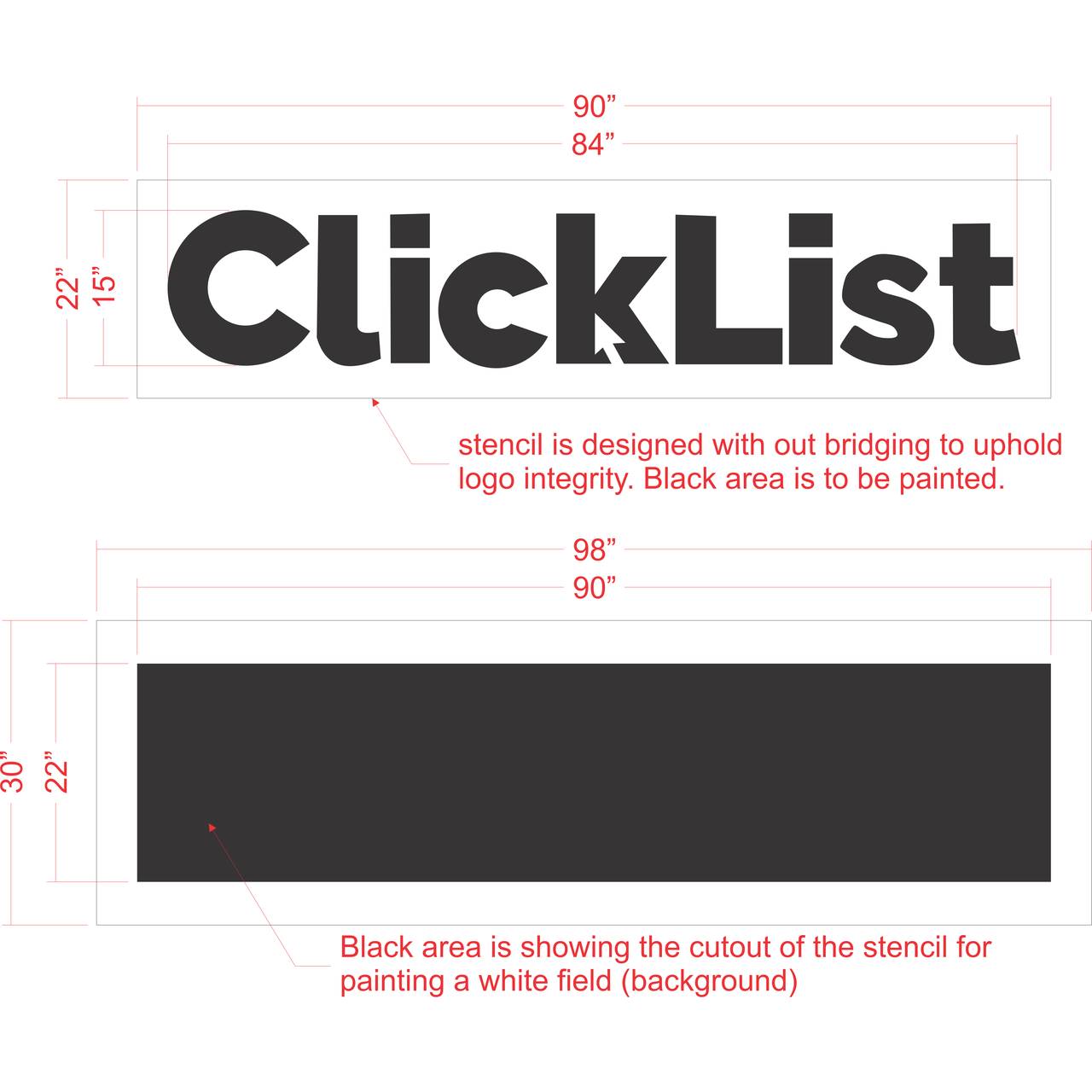 16 inch Kroger ClickList logo pavement marking stencil for grocery curbside pickup and retail parking lot striping applications