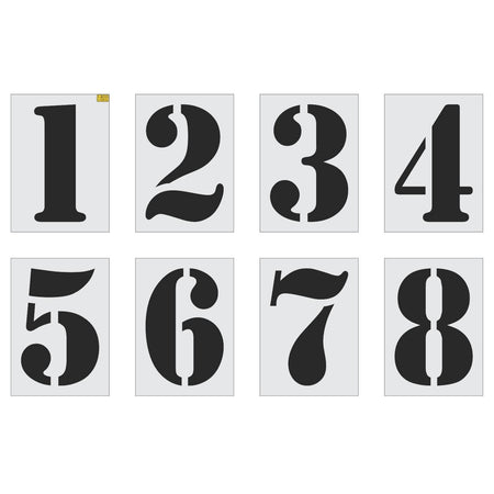 36 inch track number stencil kit for athletic track lane numbering and sports facility pavement marking applications