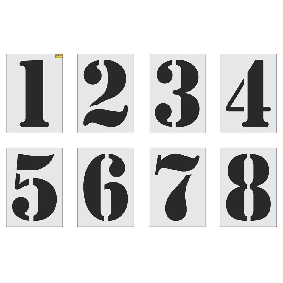 36 inch track number stencil kit for athletic track lane numbering and sports facility pavement marking applications