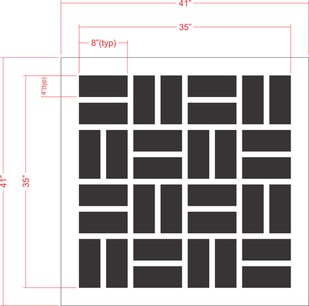 35 inch basket weave brick pattern stencil for decorative pavement and concrete texturing applications