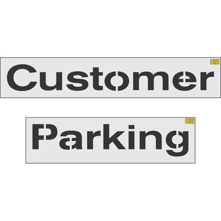 Nissan 12 inch CUSTOMER PARKING stencil for dealership parking lot pavement marking