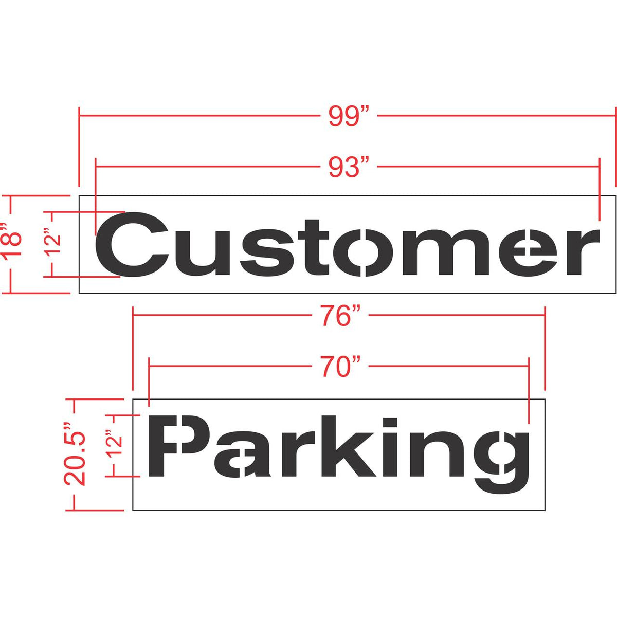 Nissan 12 inch CUSTOMER PARKING stencil for dealership parking lot pavement marking