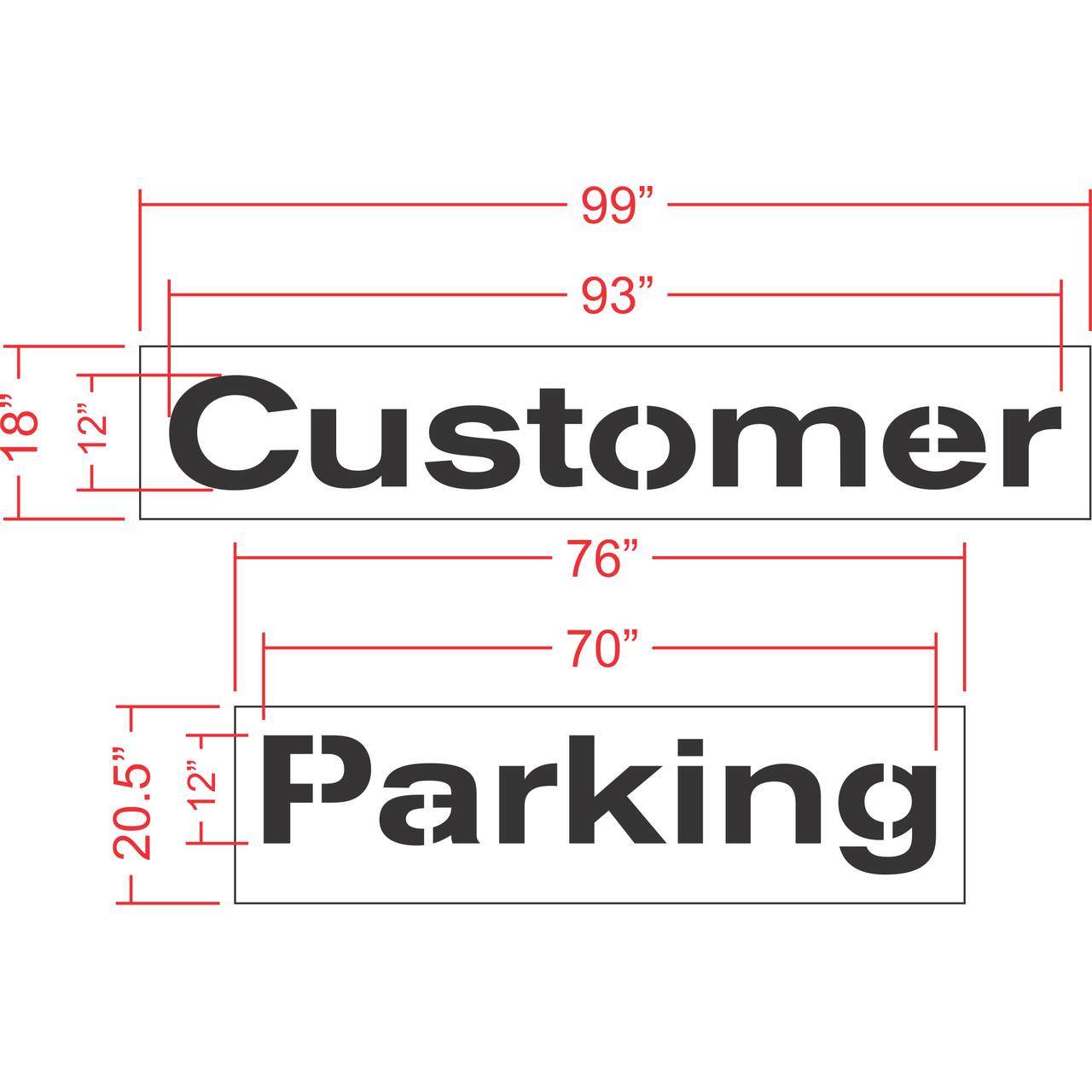 Nissan 12 inch CUSTOMER PARKING stencil for dealership parking lot pavement marking