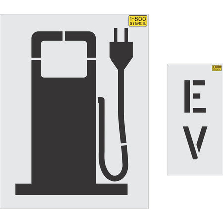 36 inch electric vehicle gas pump style symbol stencil for EV charging station and parking lot pavement marking