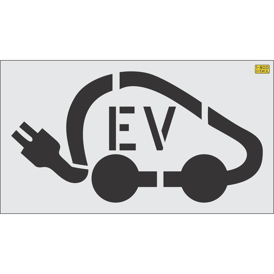 36 inch EV symbol with tail plug pavement marking stencil for electric vehicle charging station and parking lot striping