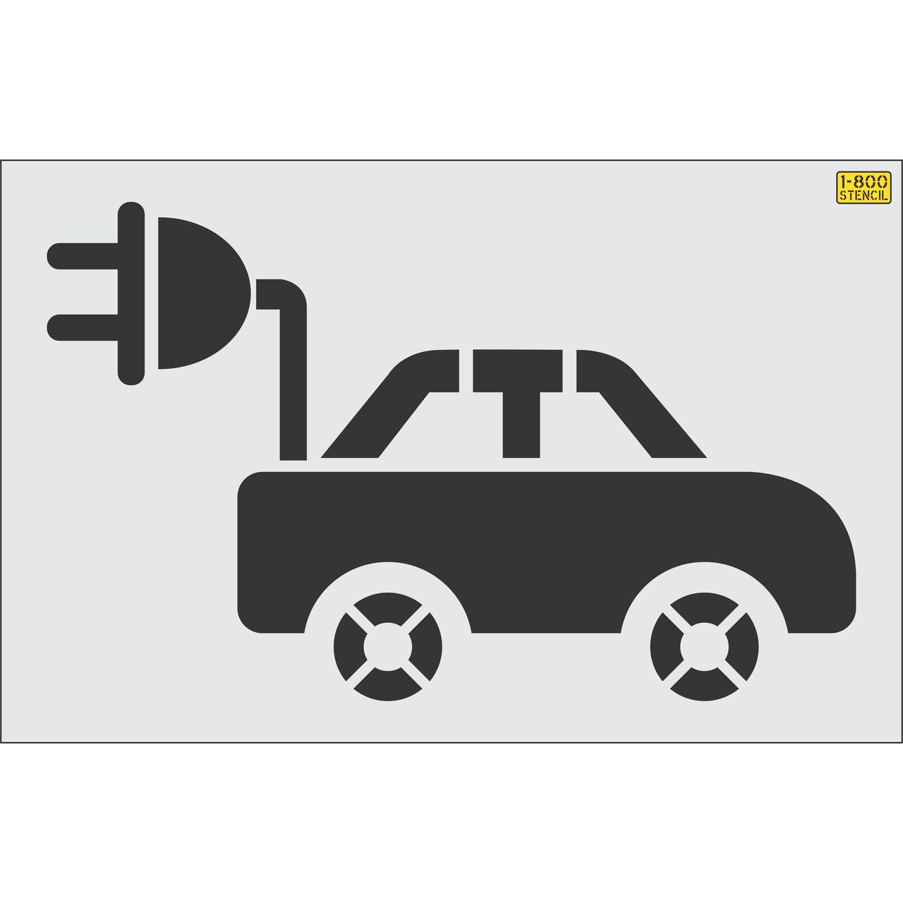 36 inch EV car symbol with plug pavement marking stencil for EV charging station and parking lot striping