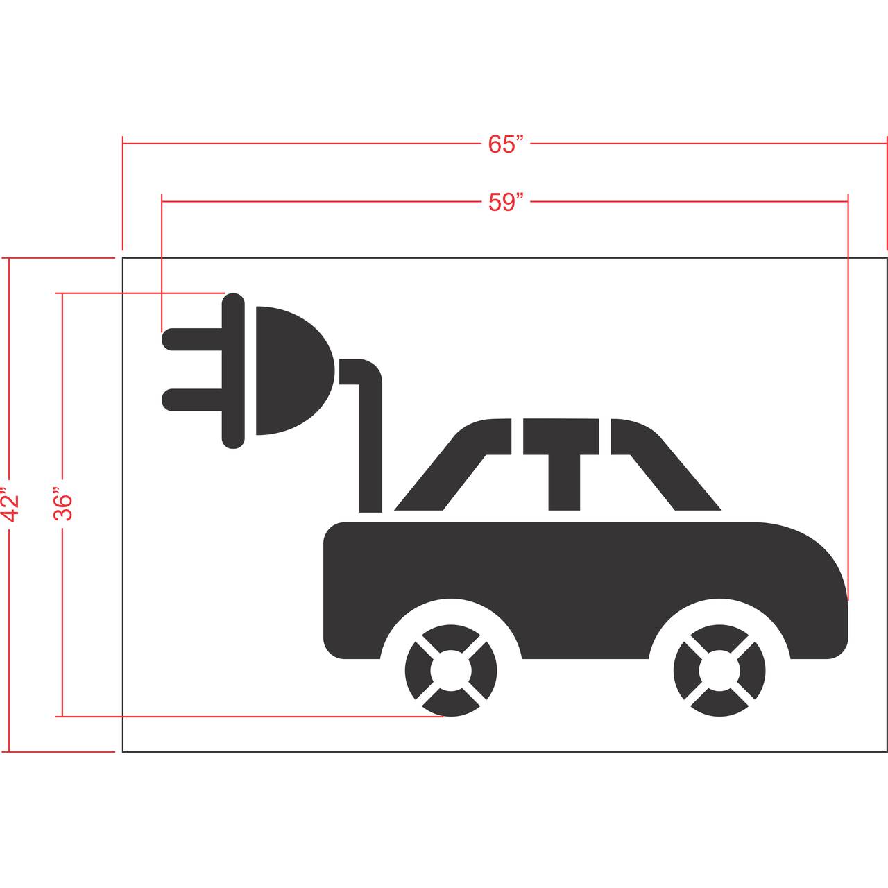 36 inch EV car symbol with plug pavement marking stencil for EV charging station and parking lot striping