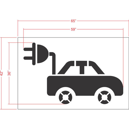 36 inch EV car symbol with plug pavement marking stencil for EV charging station and parking lot striping