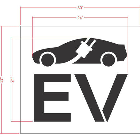21 inch electric vehicle symbol pavement marking stencil for EV charging station and parking lot striping applications