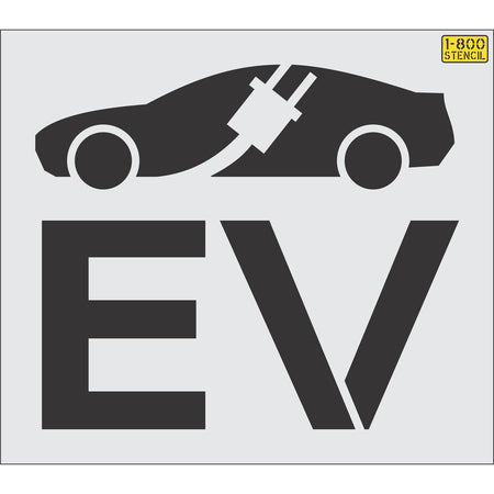 31 inch electric vehicle symbol pavement marking stencil for EV charging station and parking lot striping applications