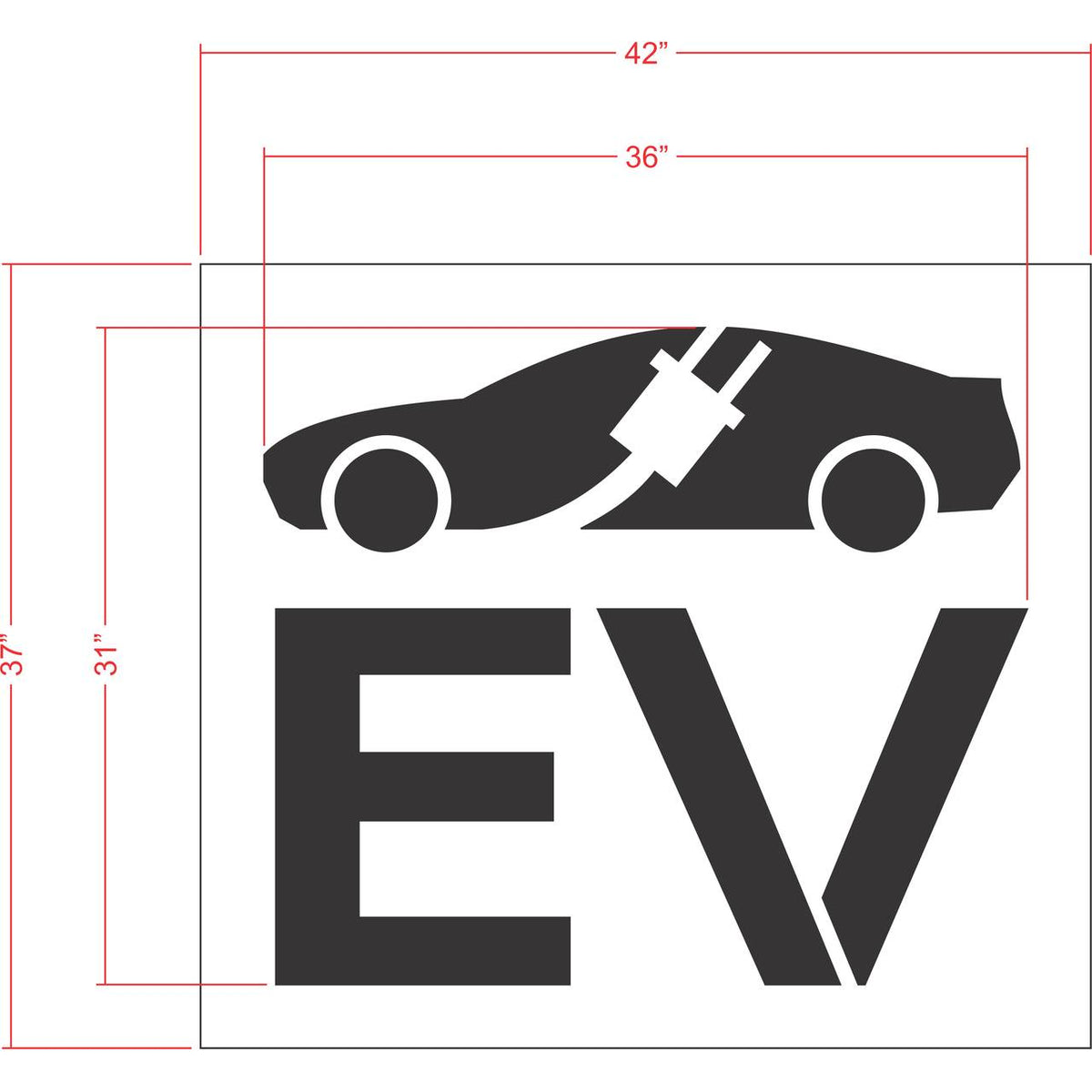 31 inch electric vehicle symbol pavement marking stencil for EV charging station and parking lot striping applications