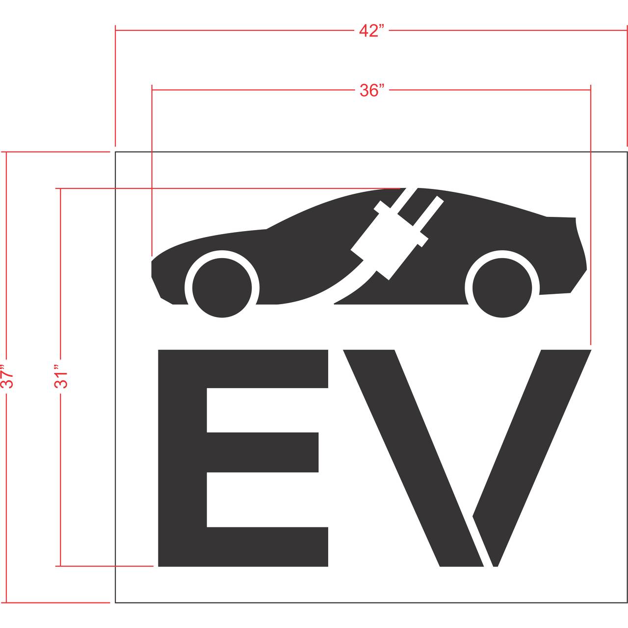 31 inch electric vehicle symbol pavement marking stencil for EV charging station and parking lot striping applications