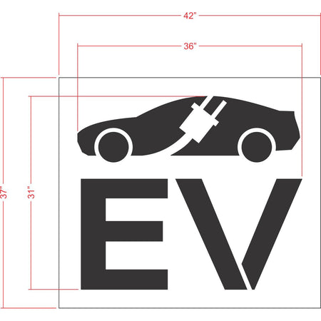 31 inch electric vehicle symbol pavement marking stencil for EV charging station and parking lot striping applications