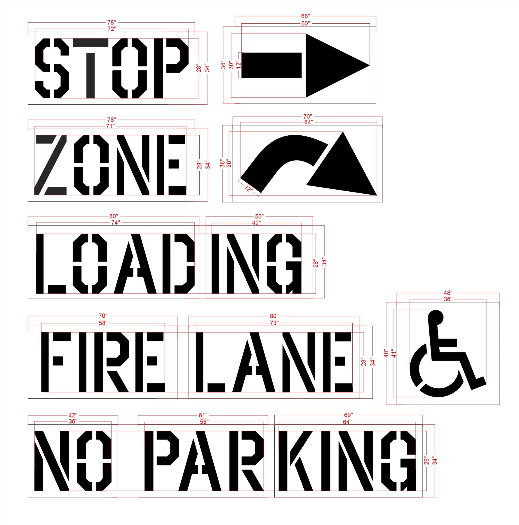 Lowes 7 Piece Parking Lot Stencil Kit - High-quality stencil for pavement marking, durable and reusable