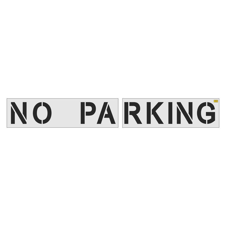 21 inch Aldi NO PARKING pavement marking stencil for retail parking lot and commercial traffic control striping applications