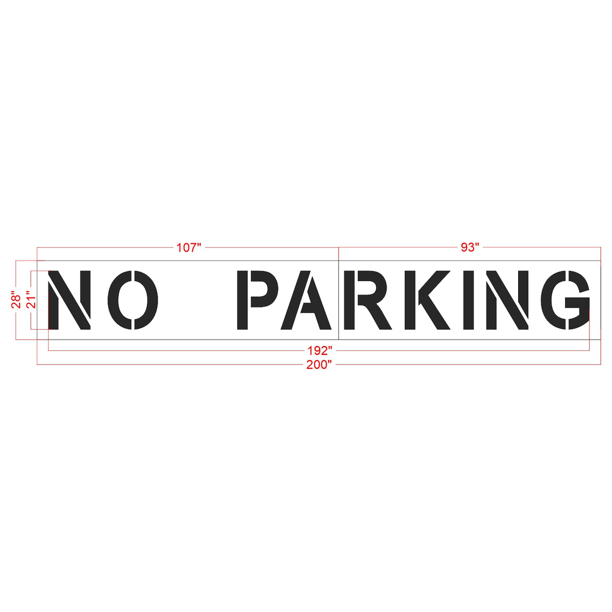 21 inch Aldi NO PARKING pavement marking stencil for retail parking lot and commercial traffic control striping applications