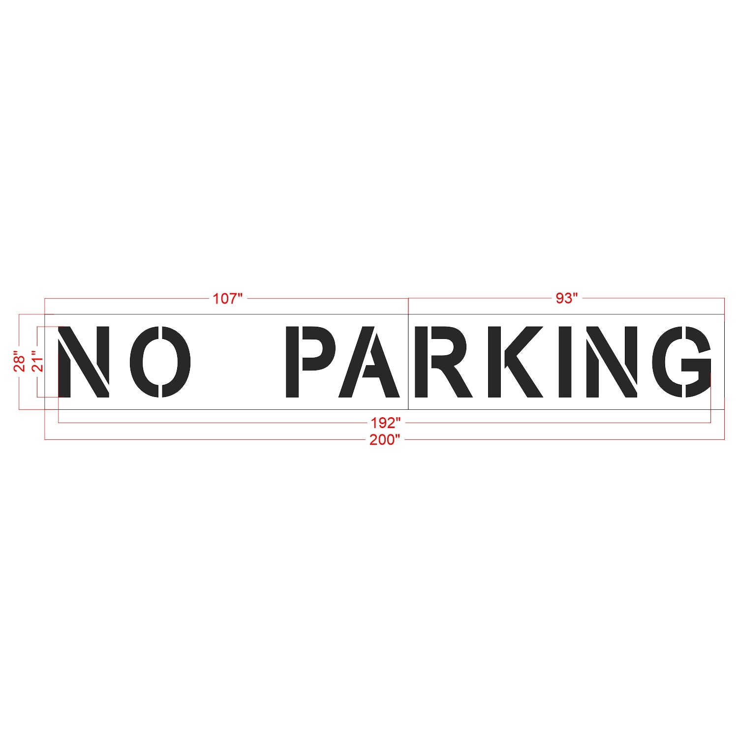 21 inch Aldi NO PARKING pavement marking stencil for retail parking lot and commercial traffic control striping applications