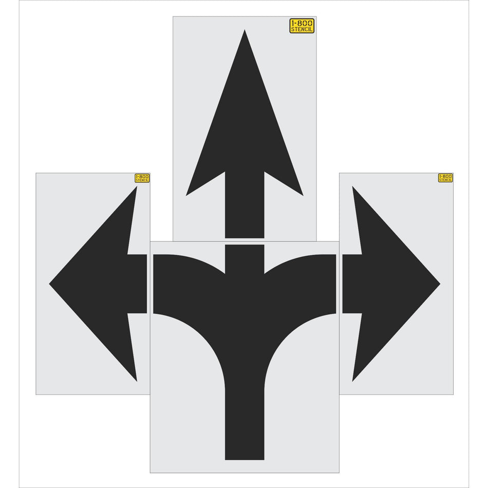 132 inch Amazon left straight right turn arrow stencil for warehouse and commercial pavement striping applications