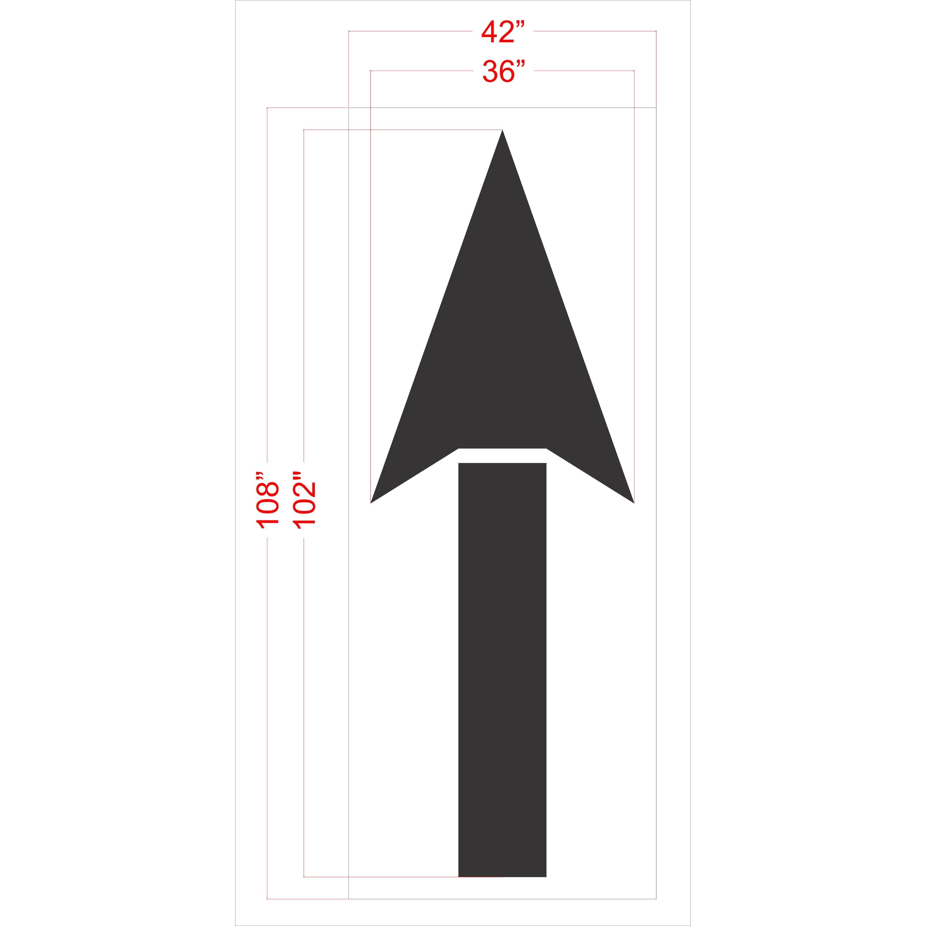 102 inch Amazon Distribution Center straight arrow pavement marking stencil for warehouse and industrial traffic routing applications