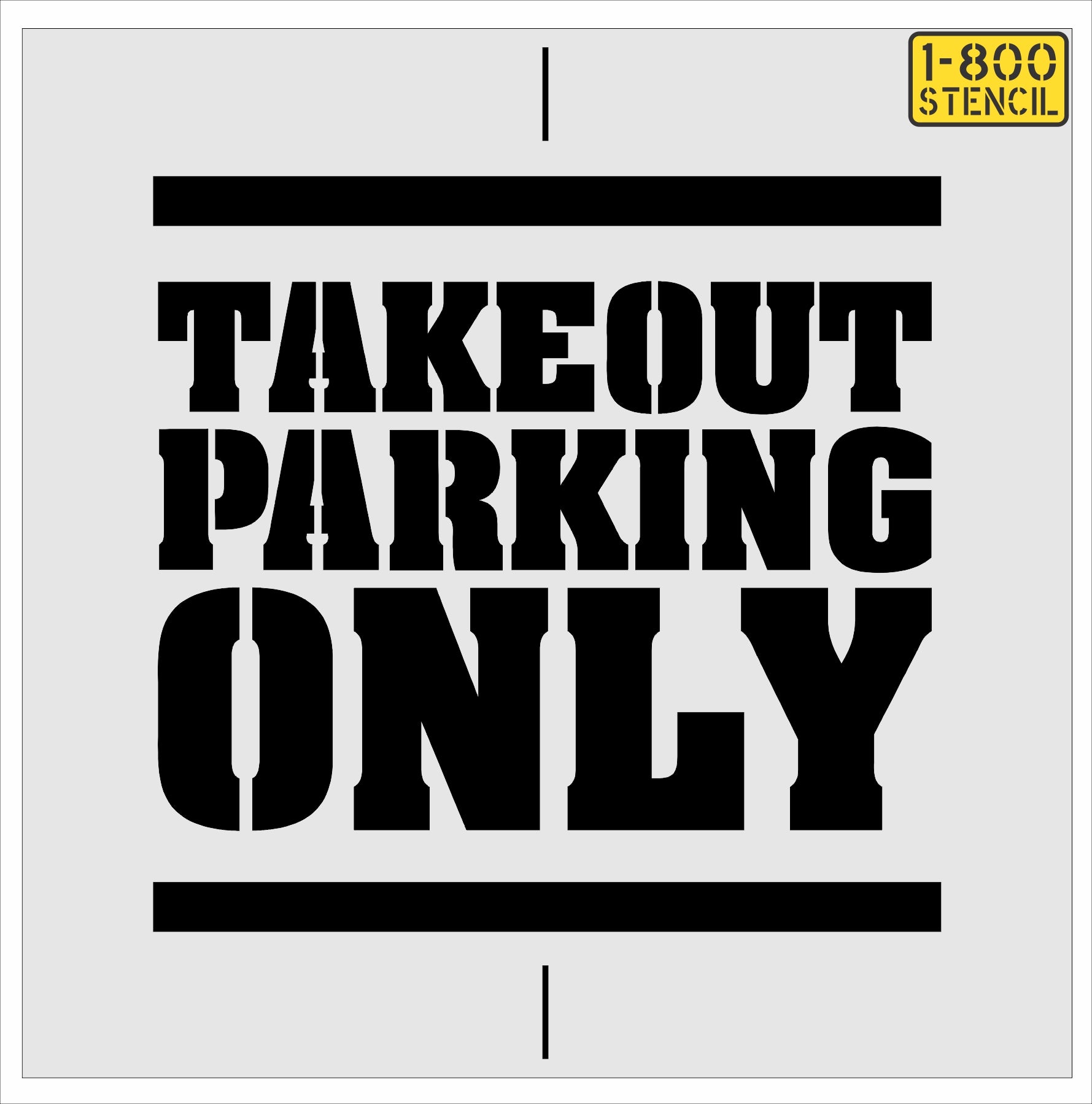 46" with 6" Text Buffalo Wild Wings TAKEOUT PARKING ONLY Stencil - High-quality stencil for pavement marking, durable and reusable