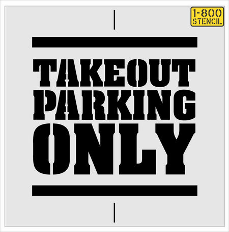 46" with 6" Text Buffalo Wild Wings TAKEOUT PARKING ONLY Stencil - High-quality stencil for pavement marking, durable and reusable