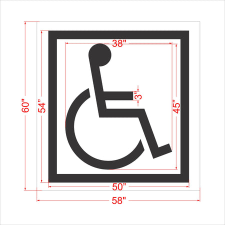 54" Cracker Barrel Handicap Symbol Stencil - High-quality stencil for pavement marking, durable and reusable