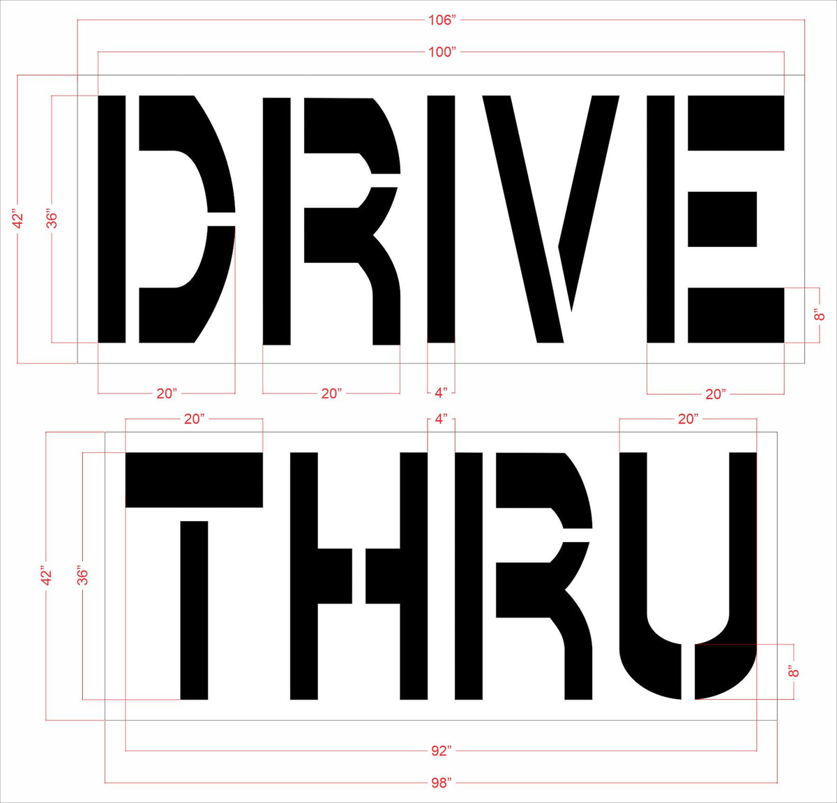 36" Chick-Fil-a DRIVE THRU Stencil - High-quality stencil for pavement marking, durable and reusable