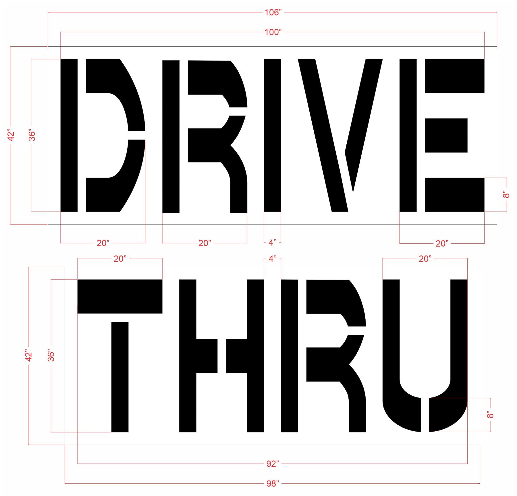 36" Chick-Fil-a DRIVE THRU Stencil - High-quality stencil for pavement marking, durable and reusable