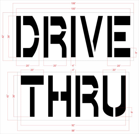 36" Chick-Fil-a DRIVE THRU Stencil - High-quality stencil for pavement marking, durable and reusable