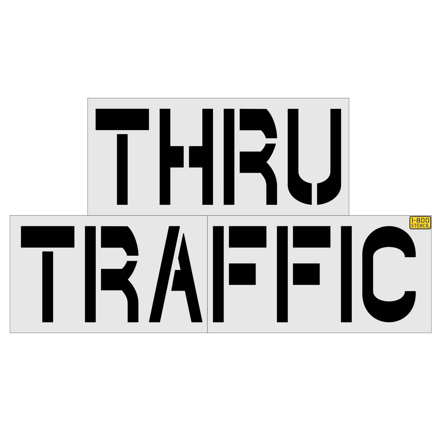 36 inch Chick-Fil-A THRU TRAFFIC stencil for drive-thru lane and parking lot pavement marking