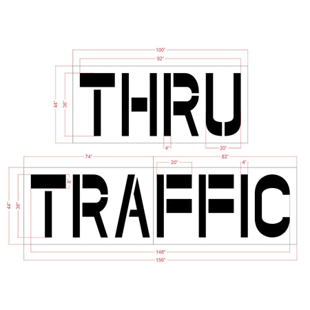 36 inch Chick-Fil-A THRU TRAFFIC stencil for drive-thru lane and parking lot pavement marking