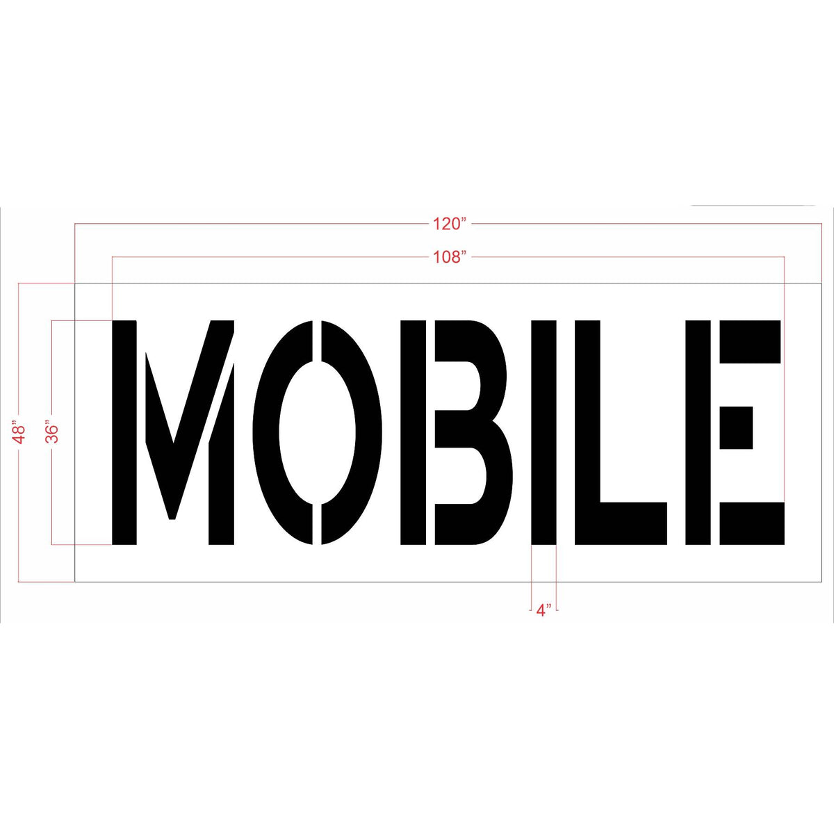36 inch MOBILE stencil for retail parking lot curbside and mobile order pavement marking