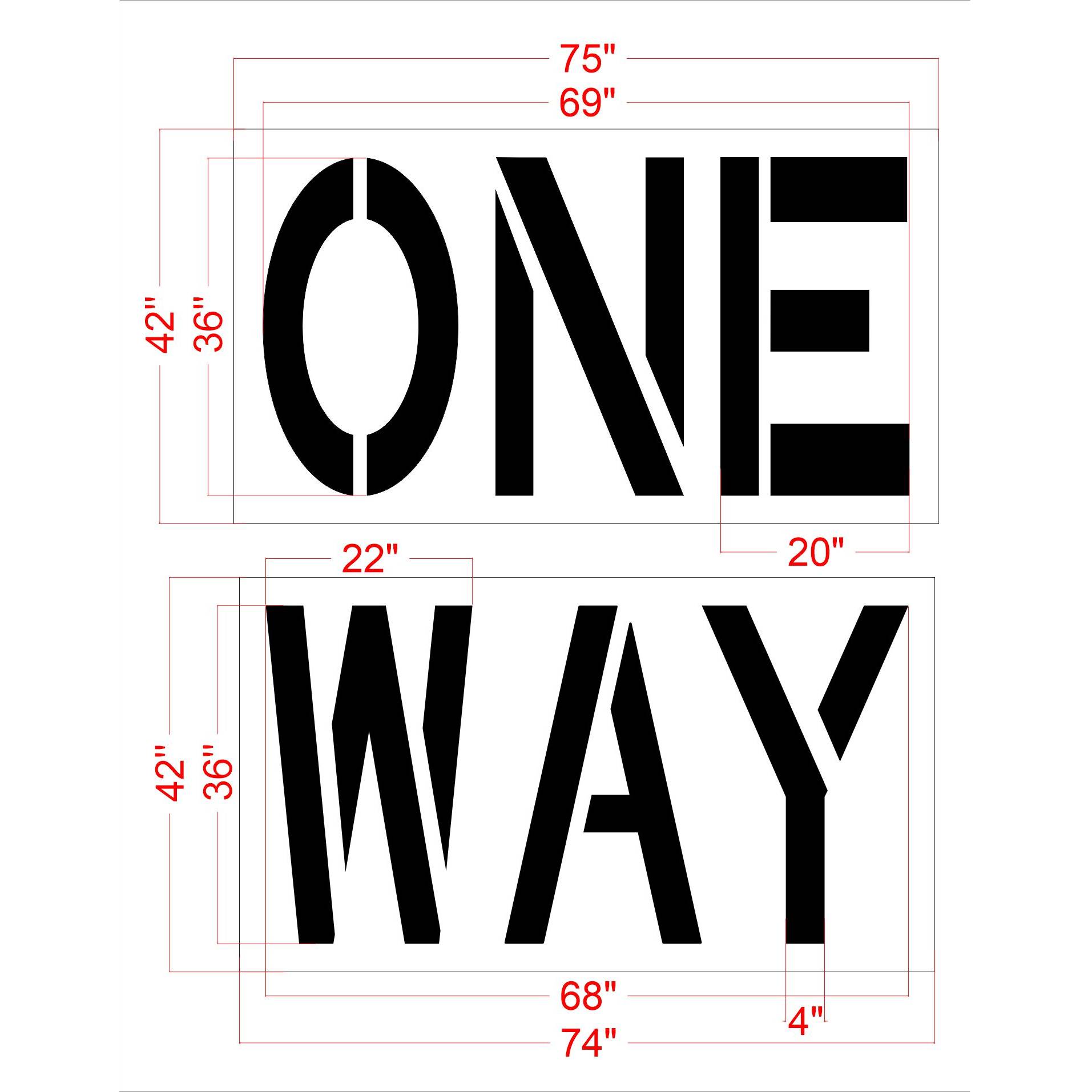 36-inch ONE WAY pavement marking stencil for Chick-fil-A parking lot and drive-thru traffic direction