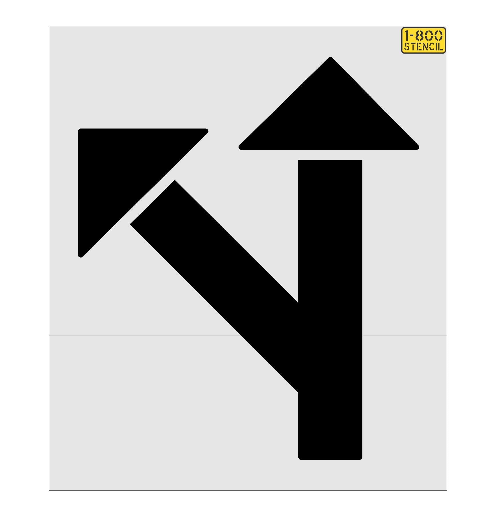 78 inch Chick-Fil-A multi-lane split arrow stencil for drive-thru and parking lot traffic direction pavement striping applications