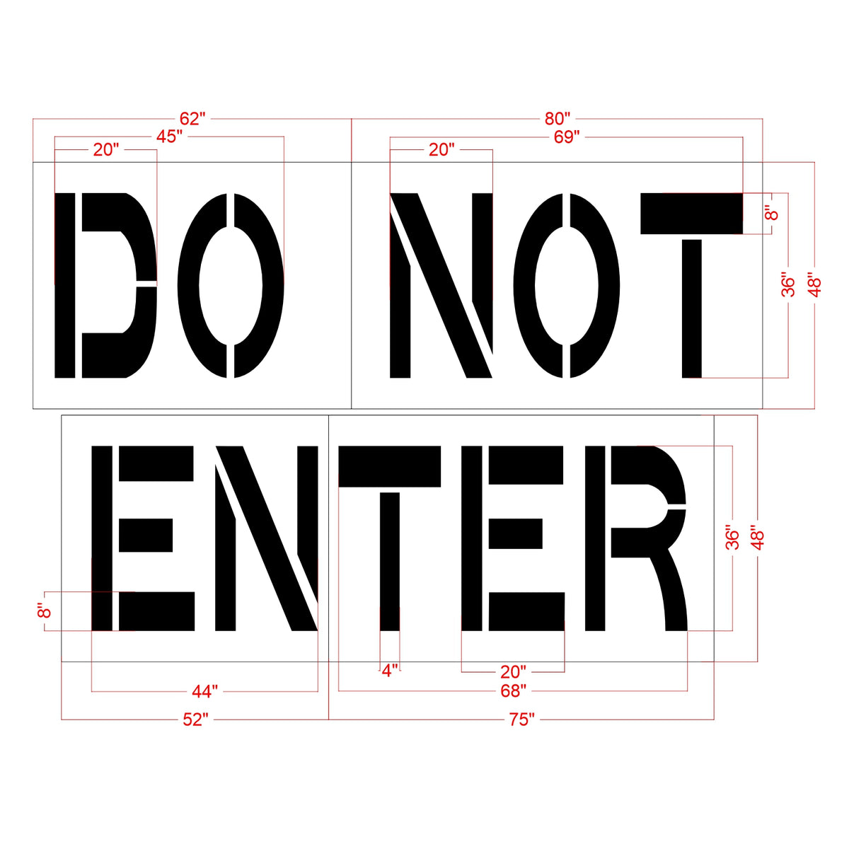 Dimension of 36-inch Chick-fil-A DO NOT ENTER pavement marking stencil for parking lot traffic control