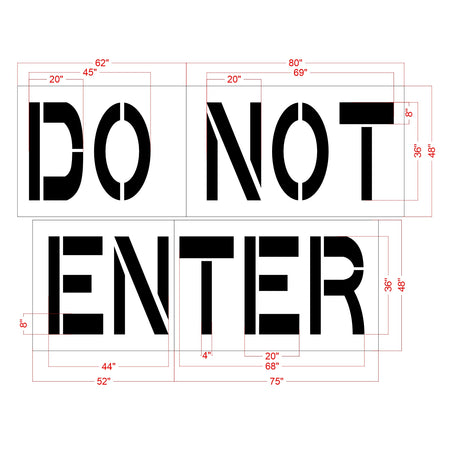 Dimension of 36-inch Chick-fil-A DO NOT ENTER pavement marking stencil for parking lot traffic control