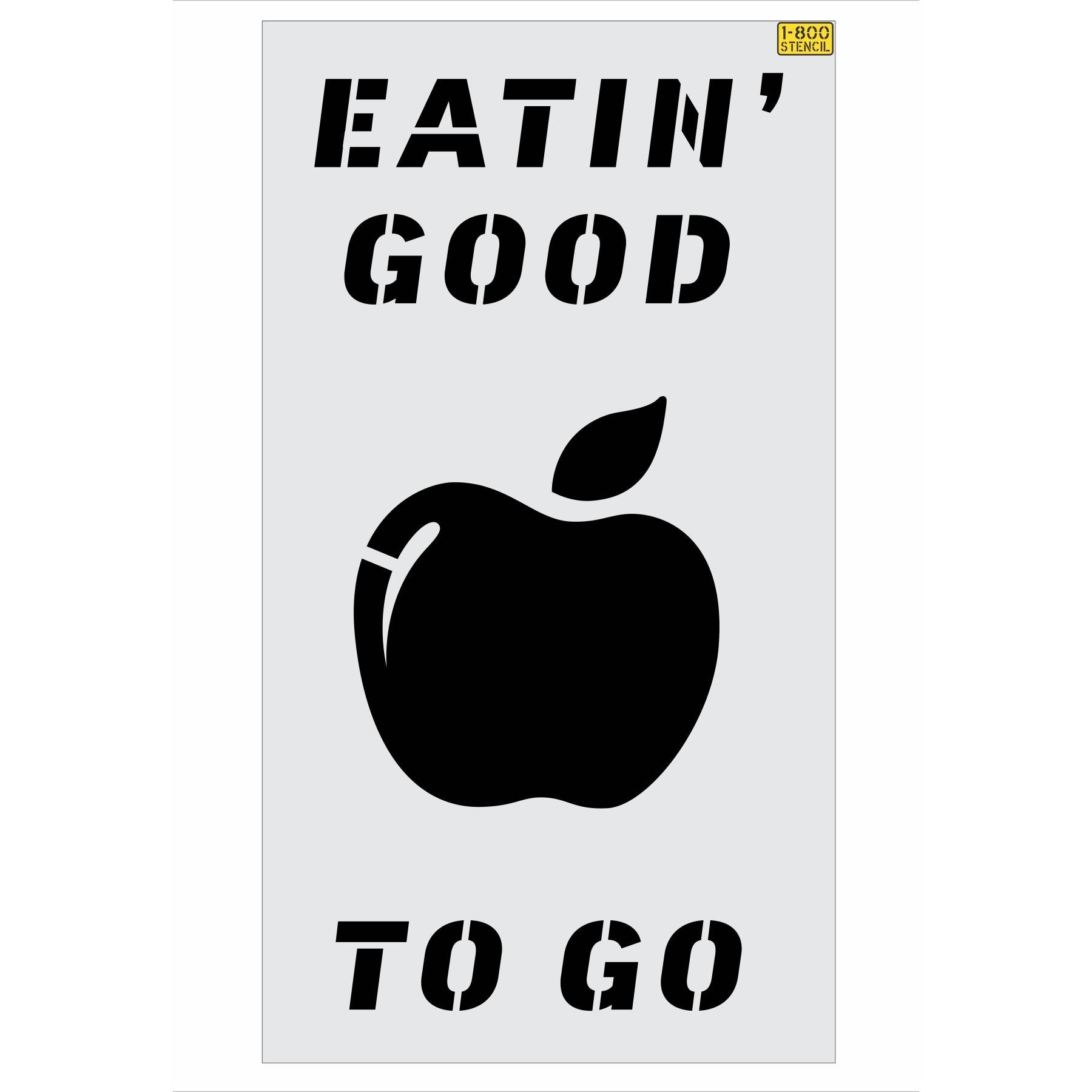 72 inch Chili’s EATIN’ GOOD TO GO stencil for curbside pickup and restaurant parking lot pavement striping