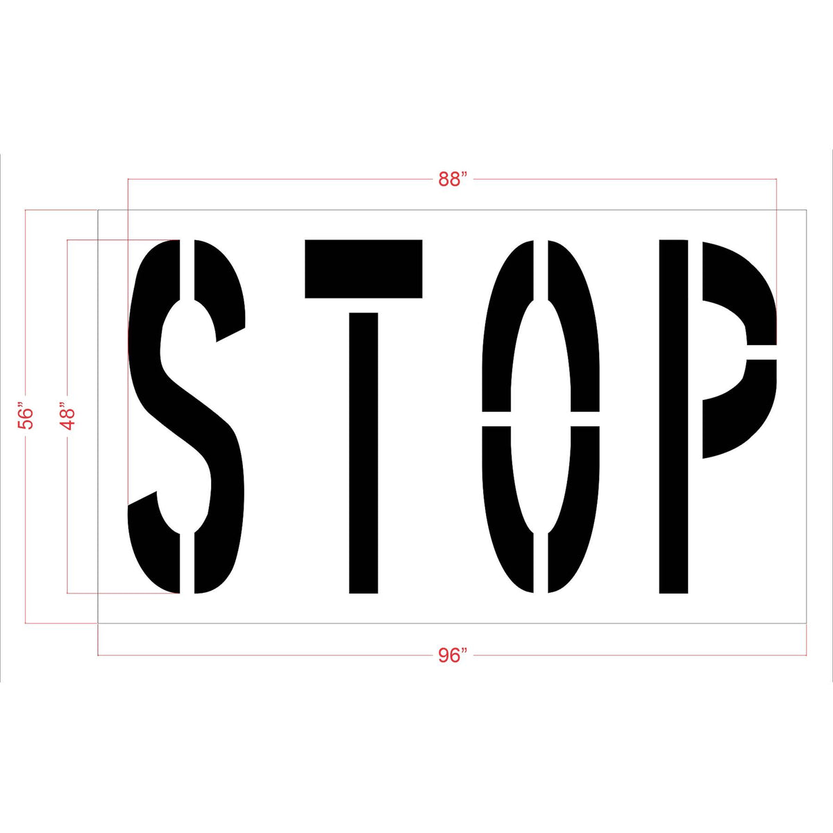 48 inch STOP stencil for Chase Bank drive-through and commercial pavement striping applications