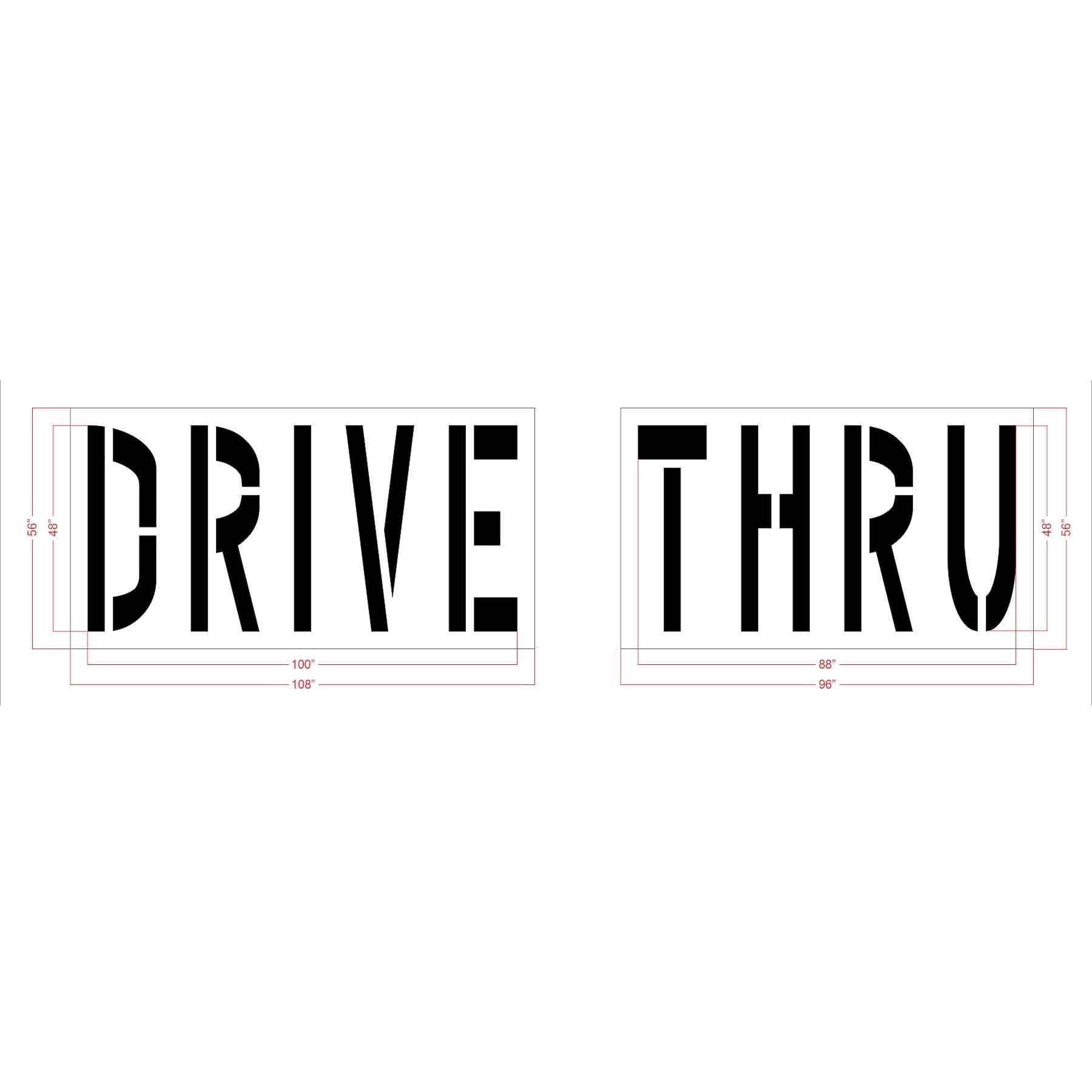 48 inch DRIVE THRU stencil for Chase Bank drive-through lane pavement striping applications