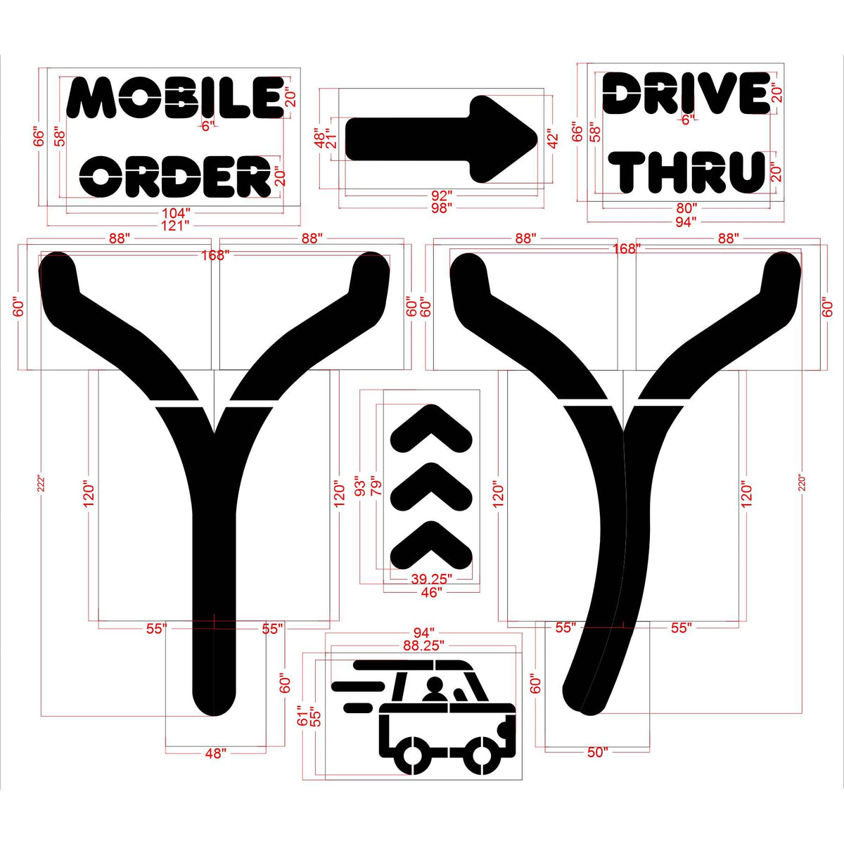 {7pc} Dunkin Donuts Current Spec Stencil Kit - High-quality stencil for pavement marking, durable and reusable