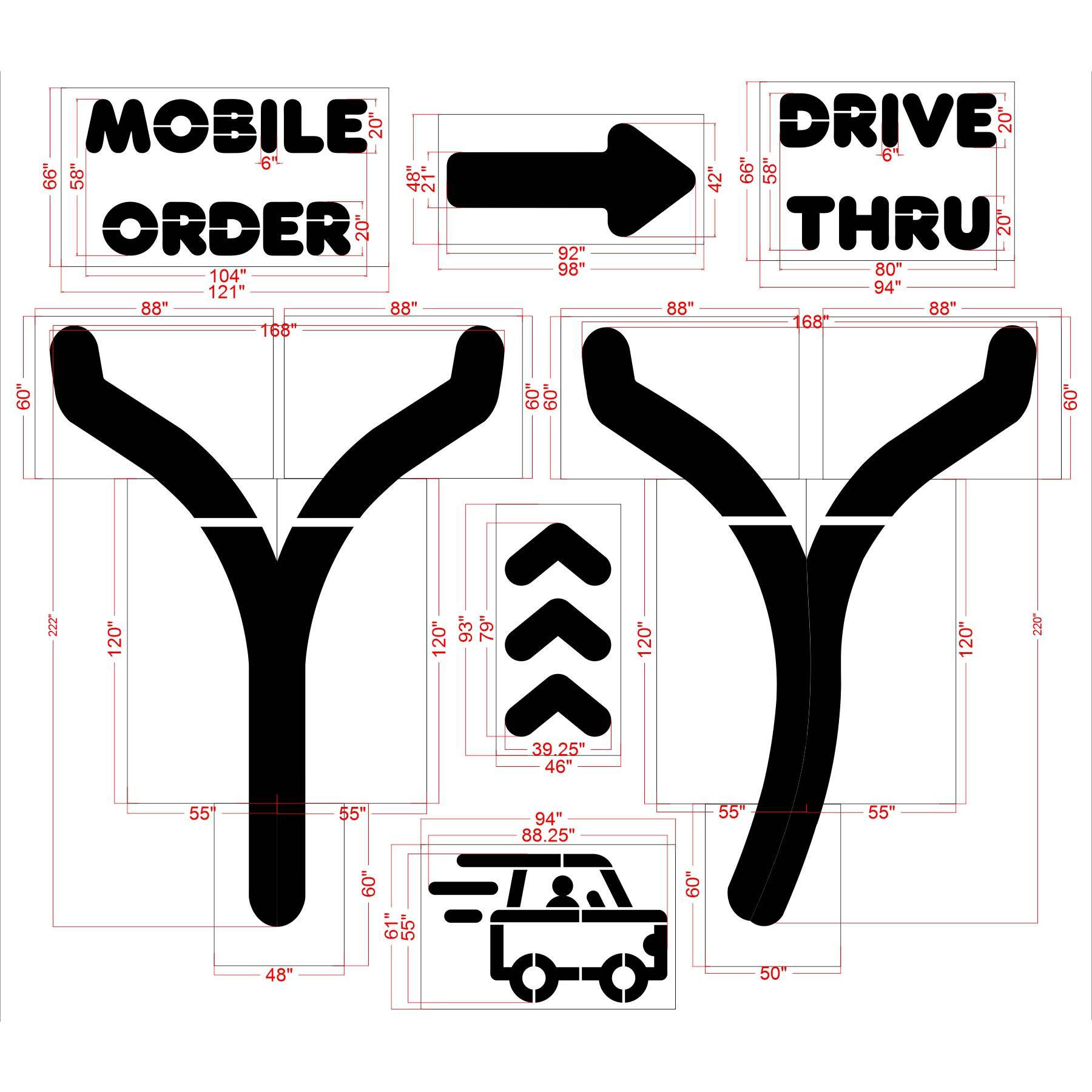 {7pc} Dunkin Donuts Current Spec Stencil Kit - High-quality stencil for pavement marking, durable and reusable